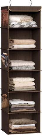 Simple Houseware 6 Shelf Hanging Closet Organizer, Brown
