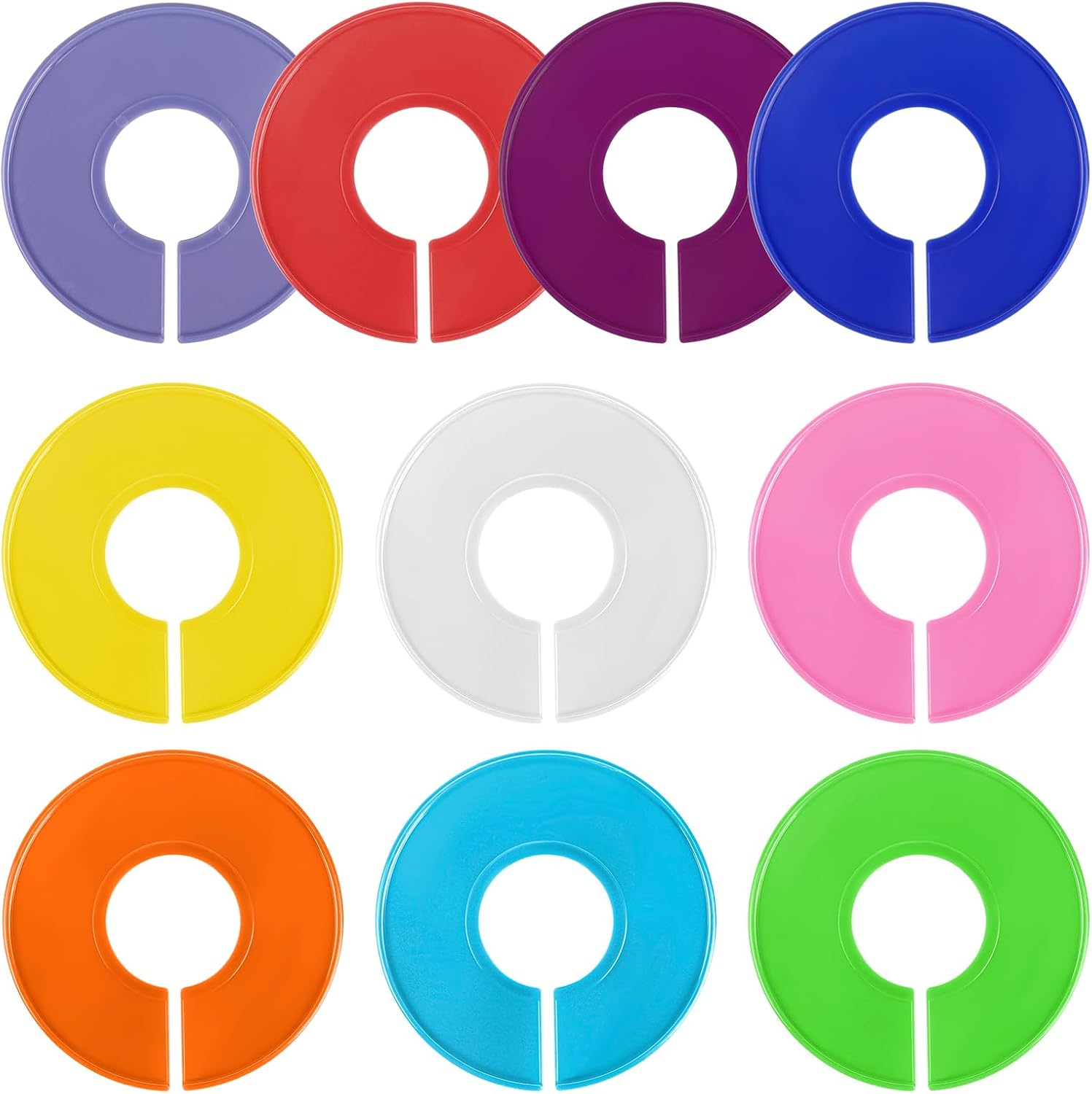 Mozeat Lens 10 PCS Closet Dividers for Hanging Clothes, Color Plastic Hanger Tags Clothing Rack Dividers Round Closet Labels Reusable Wardrobe Hanger Separator （10 Colors）