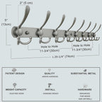Dseap Coat Rack Wall Mount - 29.5” Long 8-Tri-Hooks Heavy Duty Coat Hanger Rail Wall Hooks for Hanging Coats Hats Clothing Clothes Purse Mudroom Entryway, Gray