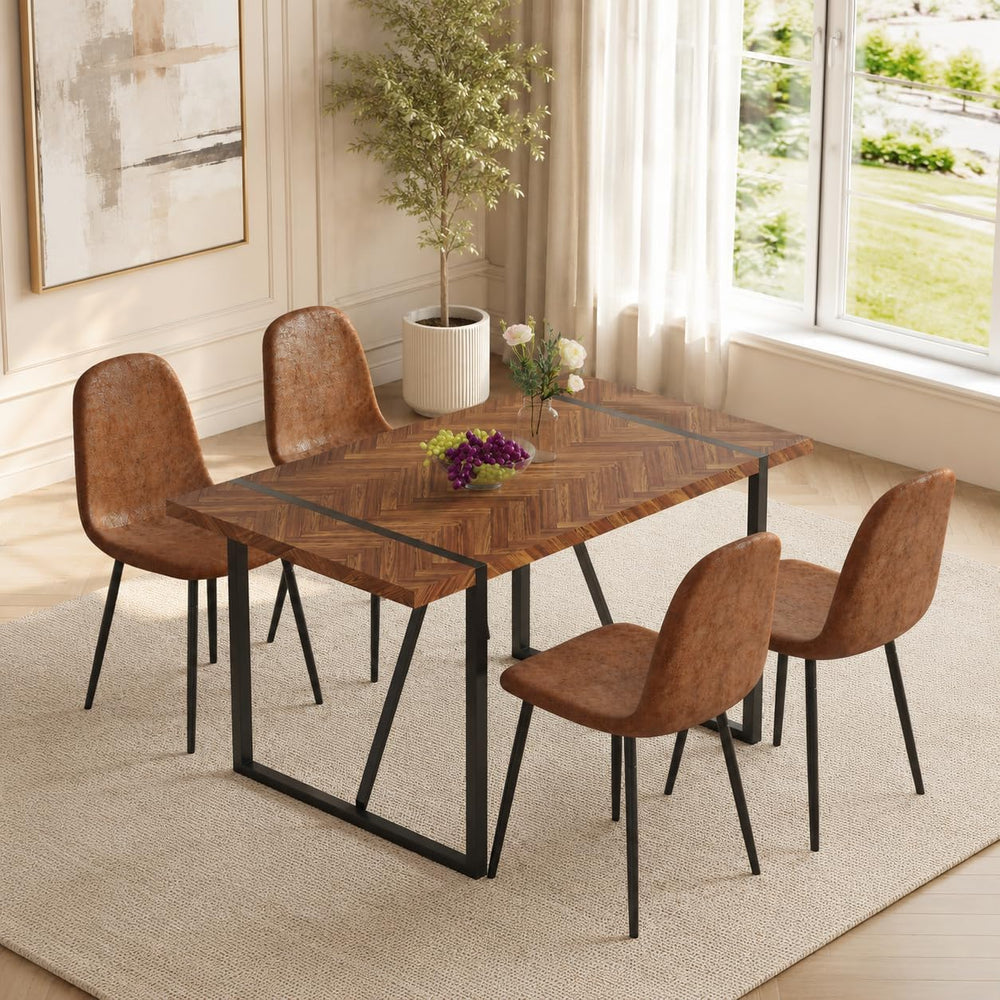 FURNITO 55" Dining Room Table Set for 4, Mid Century Modern Dining Table...