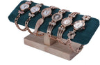 Wooden Watches Display Tower Base Watch Neck Bracelet Organizer Rack Bangle Scrunchie Headband Showcase Tower Dark Green Suede