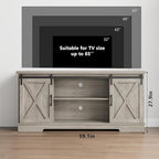 IDEALHOUSE Farmhouse Tv Stand for 65 inch TVs, Entertainment Center with Sliding Barn Doors and Adjustable Shelf, Modern Storage Media TV Console TV Stand Table for Living Room, Bedroom, Grey
