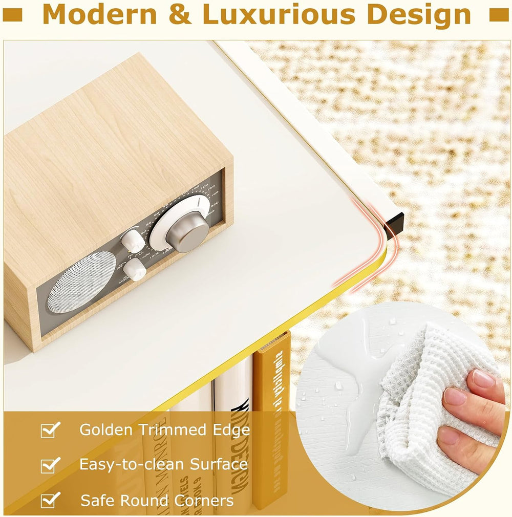 GOFLAME Rolling C-Shaped End Table, Couch Sofa Bed Side Table on Wheels, Open...