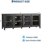GAOMON TV Stand for 65" with Entertainment Center, Storage Cabinet, 4 Sliding Glass Doors, Mid Century Modern Media TV Console Table for Living Room Bedroom, Black