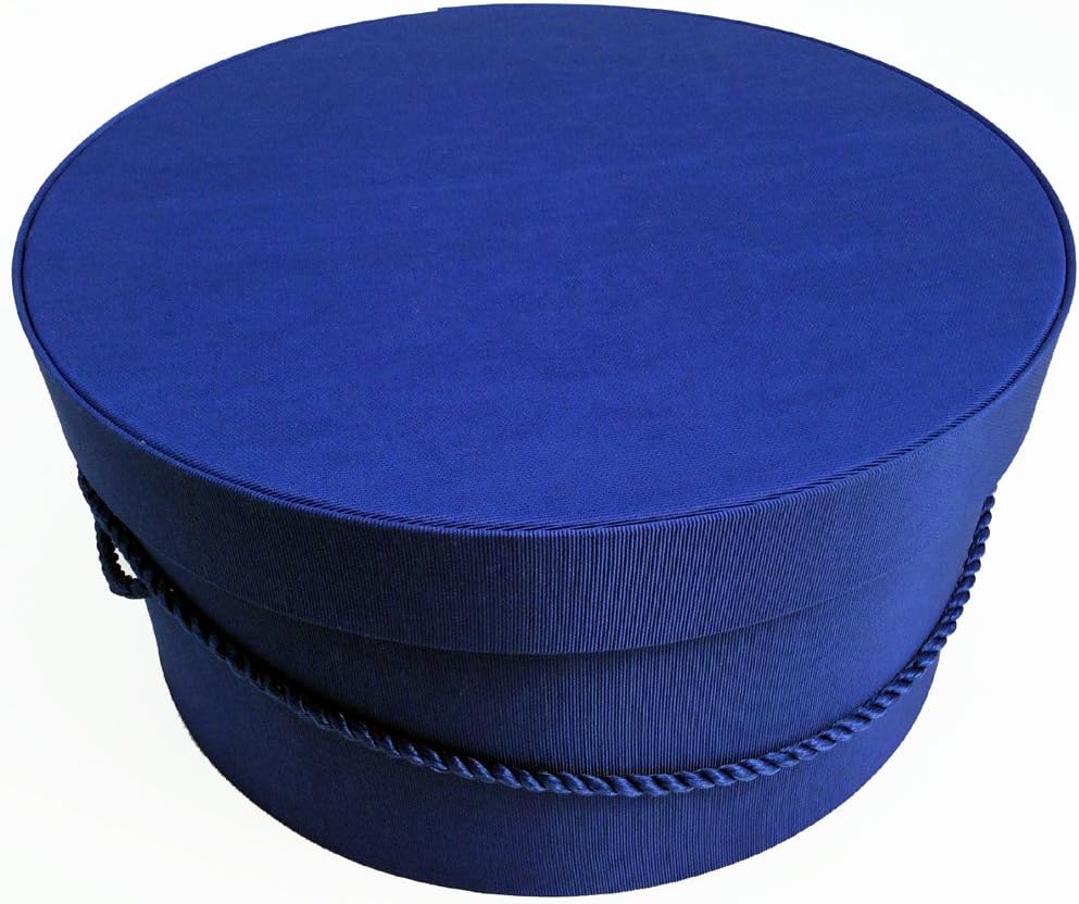 Sarah's Hat Boxes Classic Royal Hat Box – 16.75" x 8.5" (Dia. x Ht.) Handmade in USA – Odorless Non-Toxic Adhesive, Cording Handle – Premium Storage for Hats & Accessories