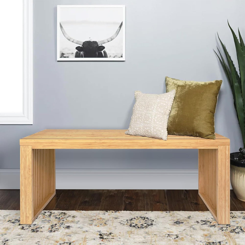 Bamboo Dining Bench, Wood Bench, Bench Seat Wooden for Kitchen, Living Room, ...
