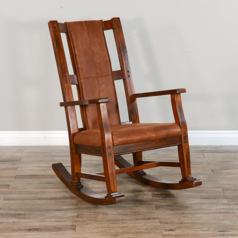 Sunny Designs Santa Fe Farmhouse Mahogany Wood Rocking Chair in Dark Chocolate