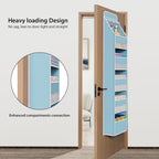 Univivi 6-Shelf Over Door Hanging Organizer Fabric Baby Door Storage with 5 Large Pockets and 3 Small PVC Pockets Wall Mount Hanging Storage Organizers for Baby Essential (Blue)