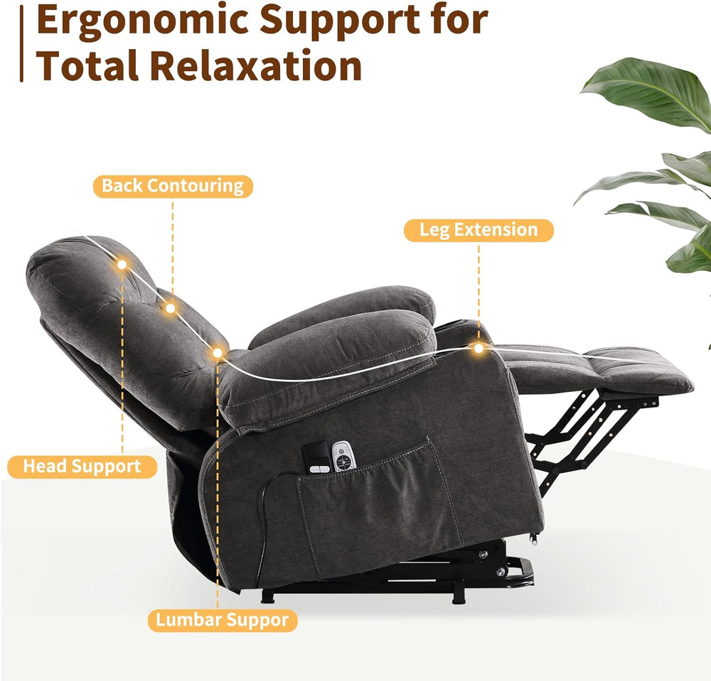 Power Lift Recliner Chair for Elderly with Massage and Heat, Comfortable Elec...