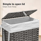 88L Slim Laundry Hamper with Wheels, 23.3 Gallon Rolling Laundry Basket with Lid, Tall and Narrow Laundry Hamper with 2 Removable Liner & 3 Mesh Bags, Laundry Sorter for Bathroom, Grey