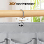 MISSLO 30 Large Pockets Dual Sided Hanging Shoe Organizer for Closet with Rotating Hanger Hanging Shoe Shelves, Grey
