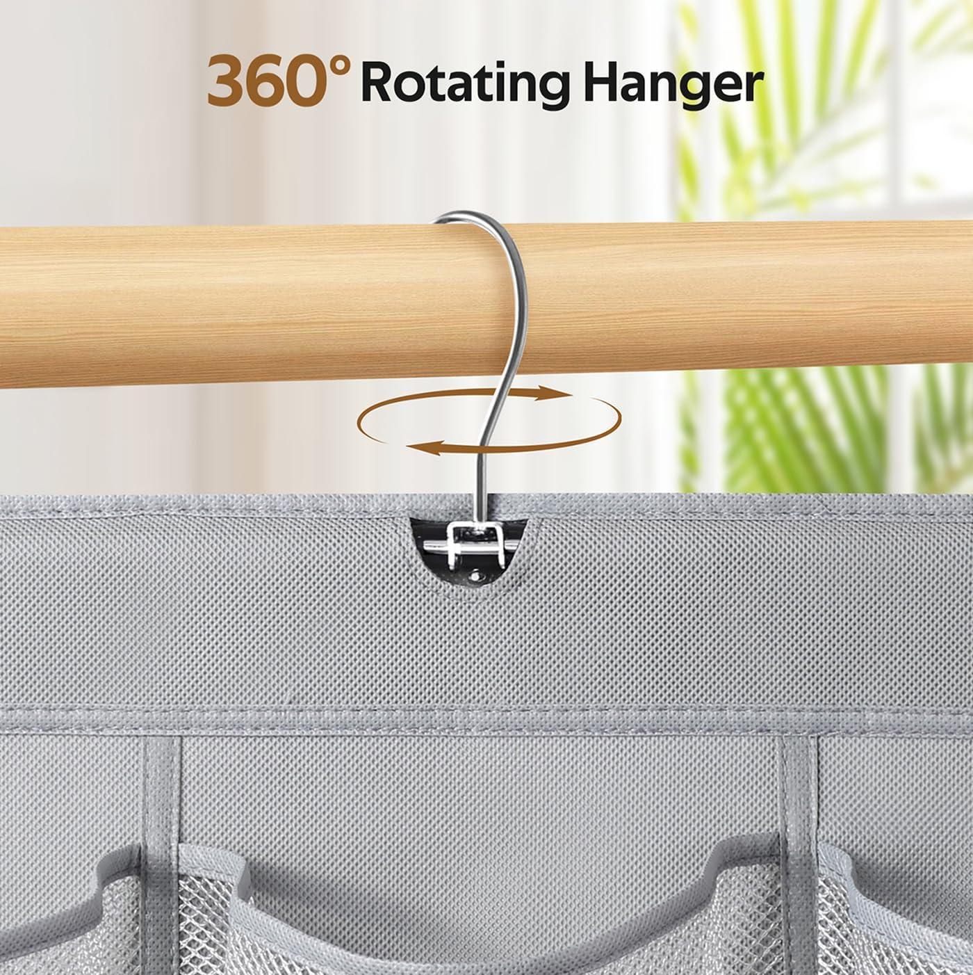 MISSLO 30 Large Pockets Dual Sided Hanging Shoe Organizer for Closet with Rotating Hanger Hanging Shoe Shelves, Grey