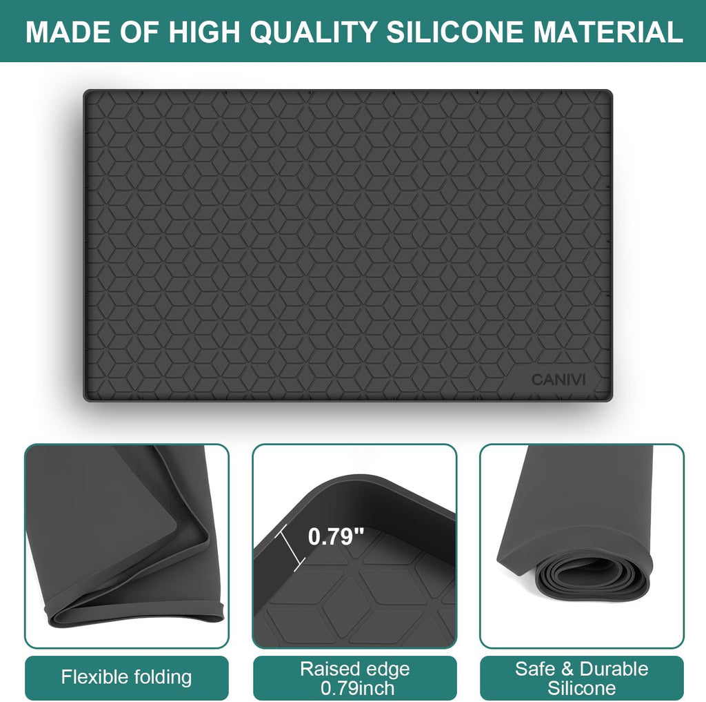 Under Sink Mat, 34" x 22" Waterproof Silicone Under Sink Tray for Kitchen & Laundry Cabinets, Kitchen Cabinet Shelf Protector, Up to 3.3 Gallons Liquid, Fits 36 inch Standard Cabinet(Grey)