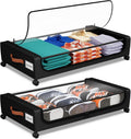 Under Bed Storage with Wheels, UnderBed Storage Containers with Clear Lid and Handles, Under the Bed Storage Bins Drawers for Clothes,Blankets,Shoes,Books (BLACK, 2 PACK)