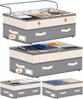 Dolicer 4 Pack Under Bed Storage with Wheels, 6in-10in Height Adjustable Underbed Storage Containers, 92L XXXL Under Bed Drawers Rolling Bin with Clear Lids for Dorm Shoes Clothes Organizers(Grey)