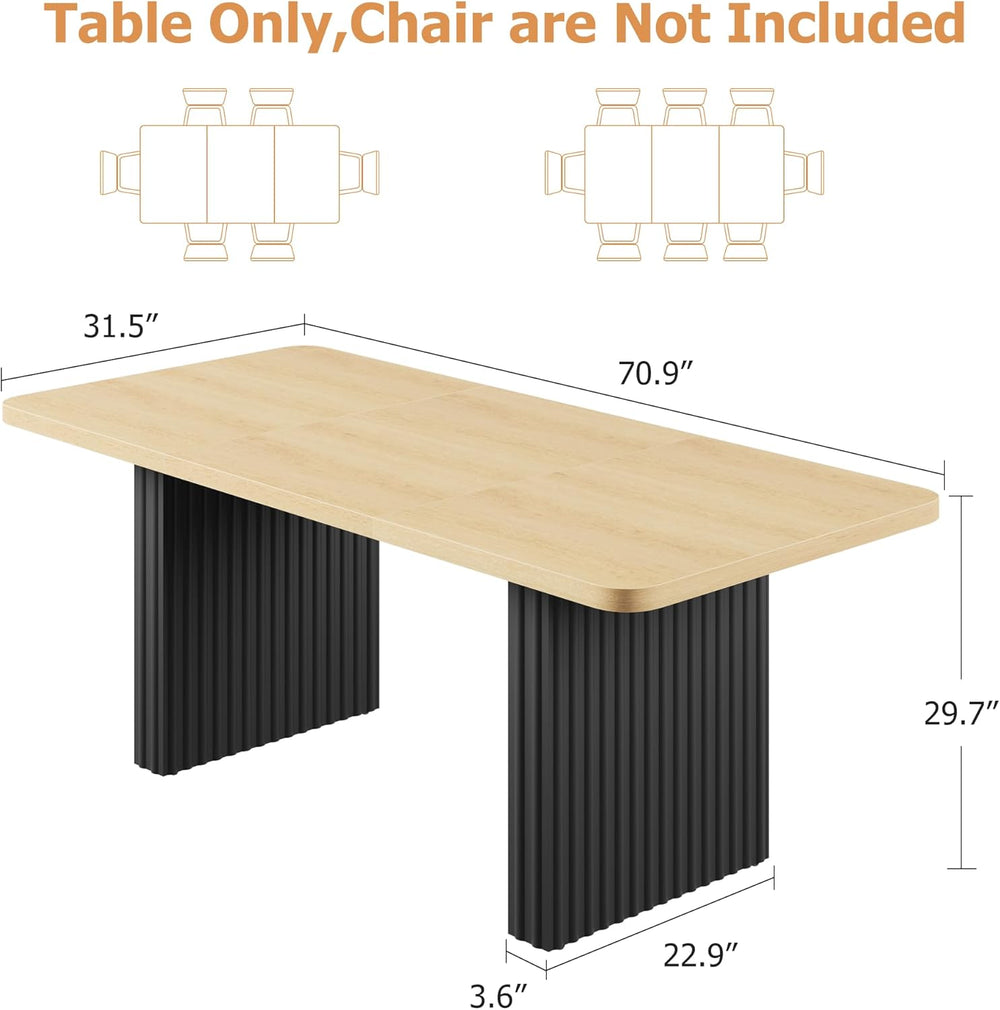 Garvee Modern Dining Table for 6-8, 71" Rectangular Farmhouse Kitchen Ta...