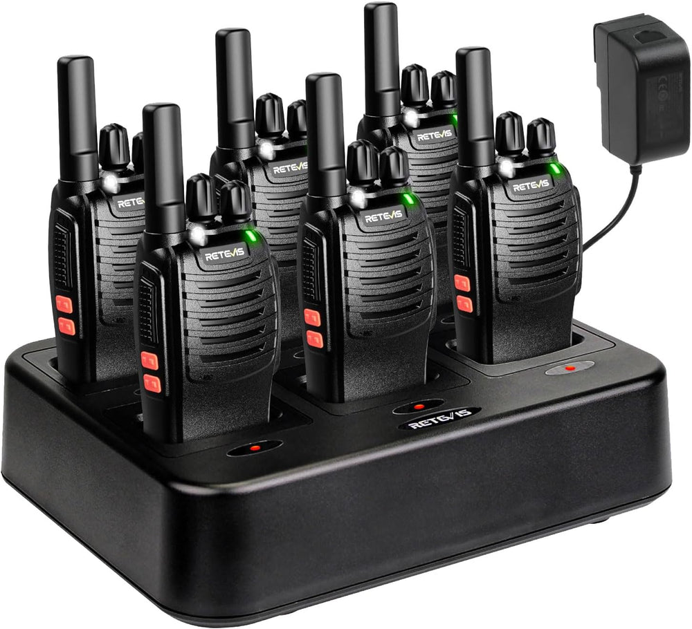 Retevis H-777 Walkie Talkies with 6 Way Charger, Flashlight, USB-C 6 Pack