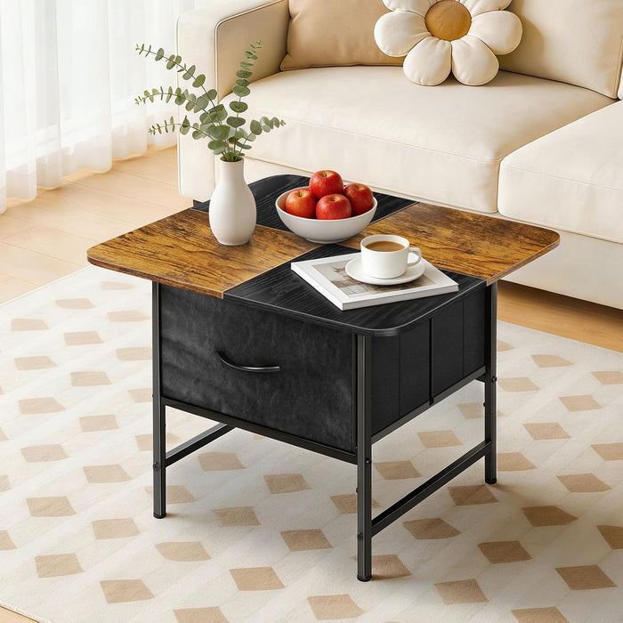 Small Coffee Table for Living Room,Storage Coffee Table with 2 Drawer,Black