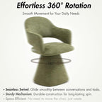 360° Swivel Dining Chair with Arms Set of 2, Chenille Upholstered Barrel Accent Kitchen Chairs with Hollow High Back, Deskchair for Dining Room Bedroom Vanity, Moss Green