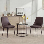 Modern Dining Chairs Set of 6, Faux Leather Upholstered Dining Room Chair Kitchen Chairs Dinner Side Chair with Curved Back and Metal Legs for Kitchen, Dining Room, Living Room, Brown