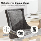 Upholstered Dining Chairs Set of 2, Modern Fabric Side Chairs with Gold Stainless Steel Legs, Accent Kitchen Chairs for Dining Room Table, Grey