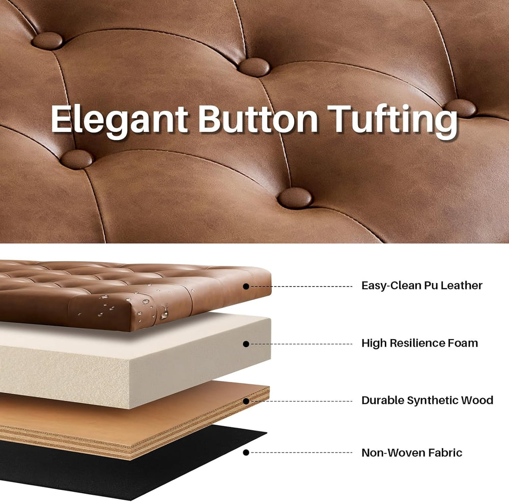 63.78" Inch Storage Bench for Bedroom Faux Leather End of Bed Bench with...