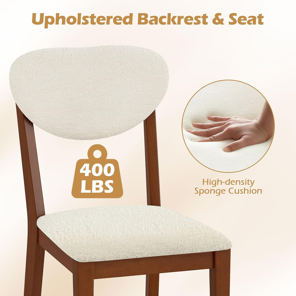 Giantex Sherpa Dining Chairs Set of 4, Modern Kitchen Chair w/Rubber Wood Leg...