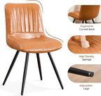 Dining Chairs Set of 6, Modern Dining Chairs with Thick Cushions, PU Leather Upholstered Kitchen Dining Room Chairs with Metal Legs for Dining Living Room (Caramel)