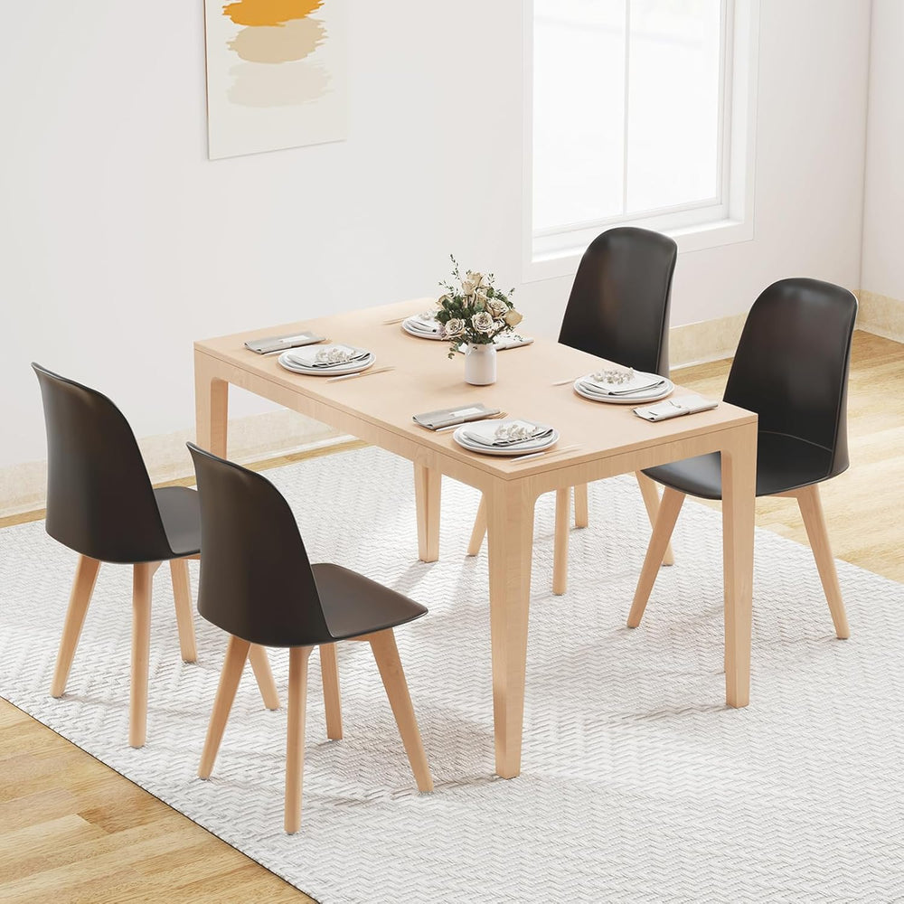 Giantex Modern Dining Chairs Set of 2, Black Armless Kitchen Chair w/Solid Be...
