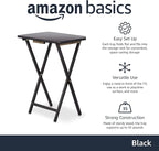 Amazon Basics Portable TV Dinner 4-Pack Rectangular Folding Tray Table with Storage Rack, Black, 15" x 19" x 26"