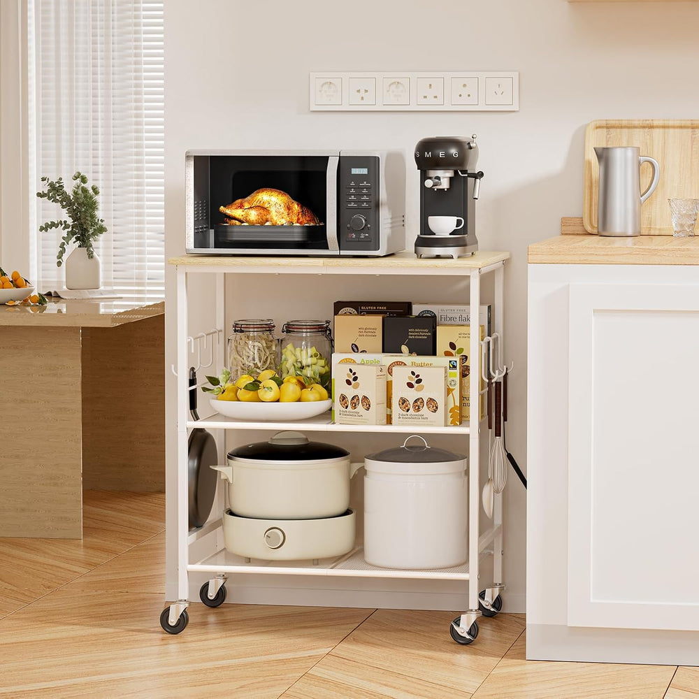 NTE Rolling Kitchen Microwave Cart, 3 Tier Microwave Stand with Storage, Smal...