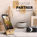 Bamboo Tablet Holder - Adjustable Folding iPad Stand with Charge Port for Desk or Cooking