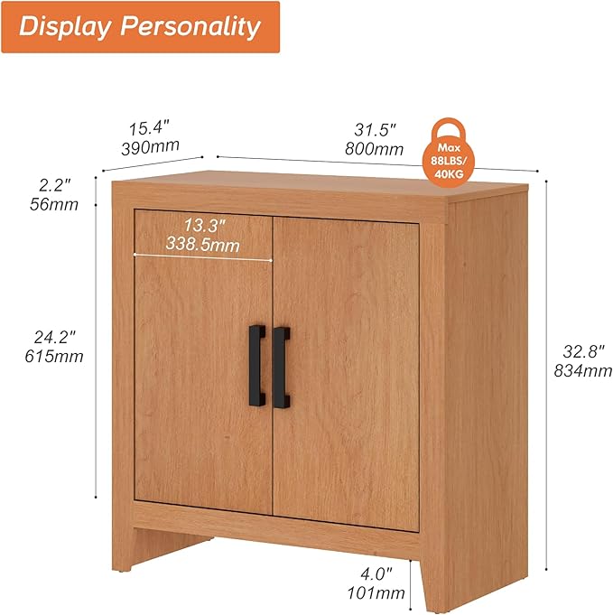 WAMPAT Farmhouse Wood TV Stand with Storage Cabinet for TVs up to 50 Inch, Rustic Entertainment Center with Doors & Shelves, Media Console Table for Living Room, Bedroom, or Office, Mocha