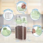 TBMax Small Dog Cat Food Storage Containers 2 Pack, Travel-Friendly Pet Food Container with Spout & Measuring Cup, Kid-Friendly Pet Feeding Dispenser, Portable Dog Treat Bird Seed Container