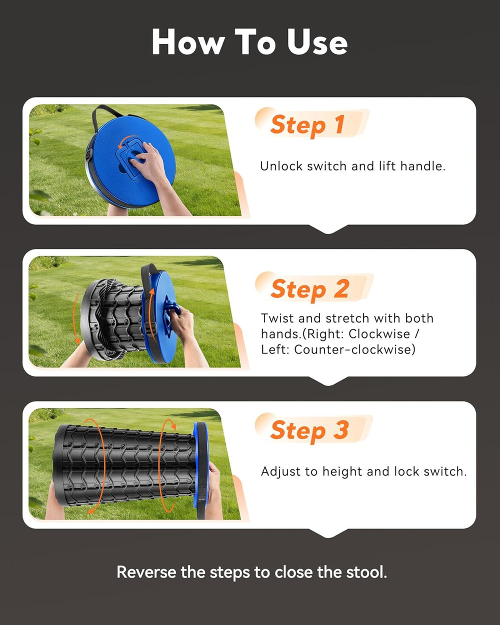 Height Adjustable Foldable Stool- Collapsible Stool for Waiting in Line | 20....