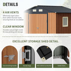 8x6 Ft Outdoor Metal Shed, Storage Garden Shed with Lockable Doors & Vent, Multi-Used Shed for Backyard, Patio, Lawn and Tool & Bicycle Storage