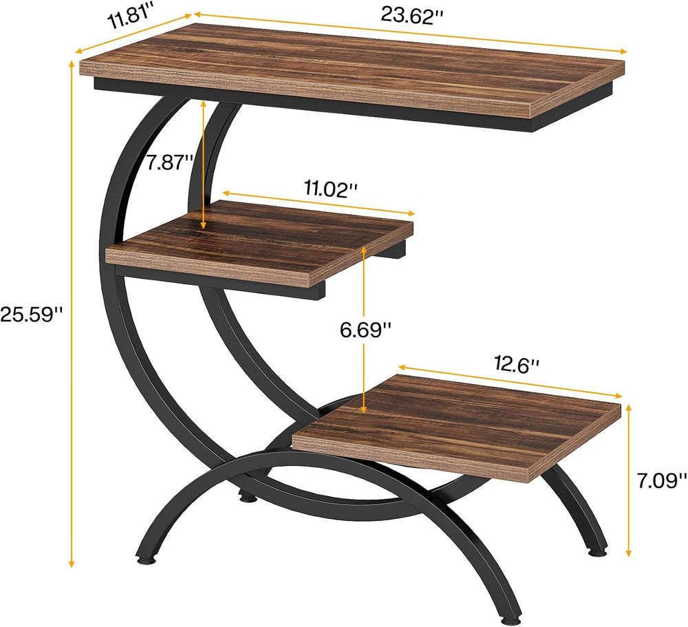 Tribesigns C Shaped End Table, Small Side Table for Couch, Industrial 3-Tier ...