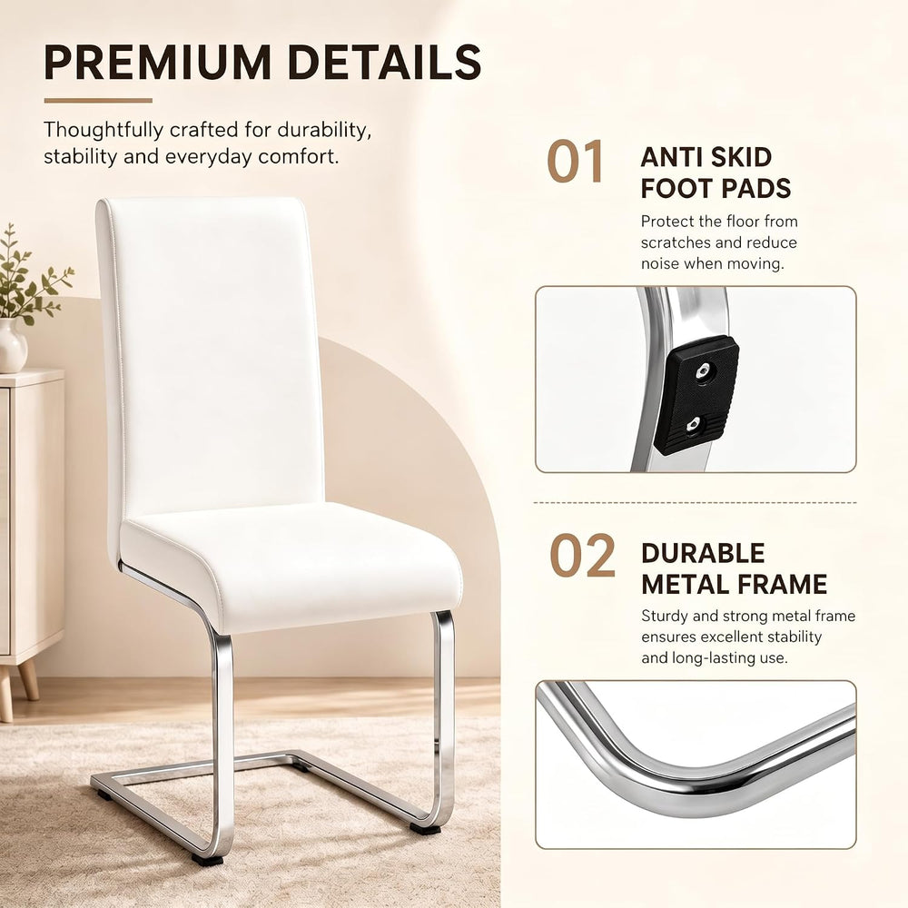 Yaheetech Dining Chairs Set of 6 Modern High Back Kitchen Chairs White