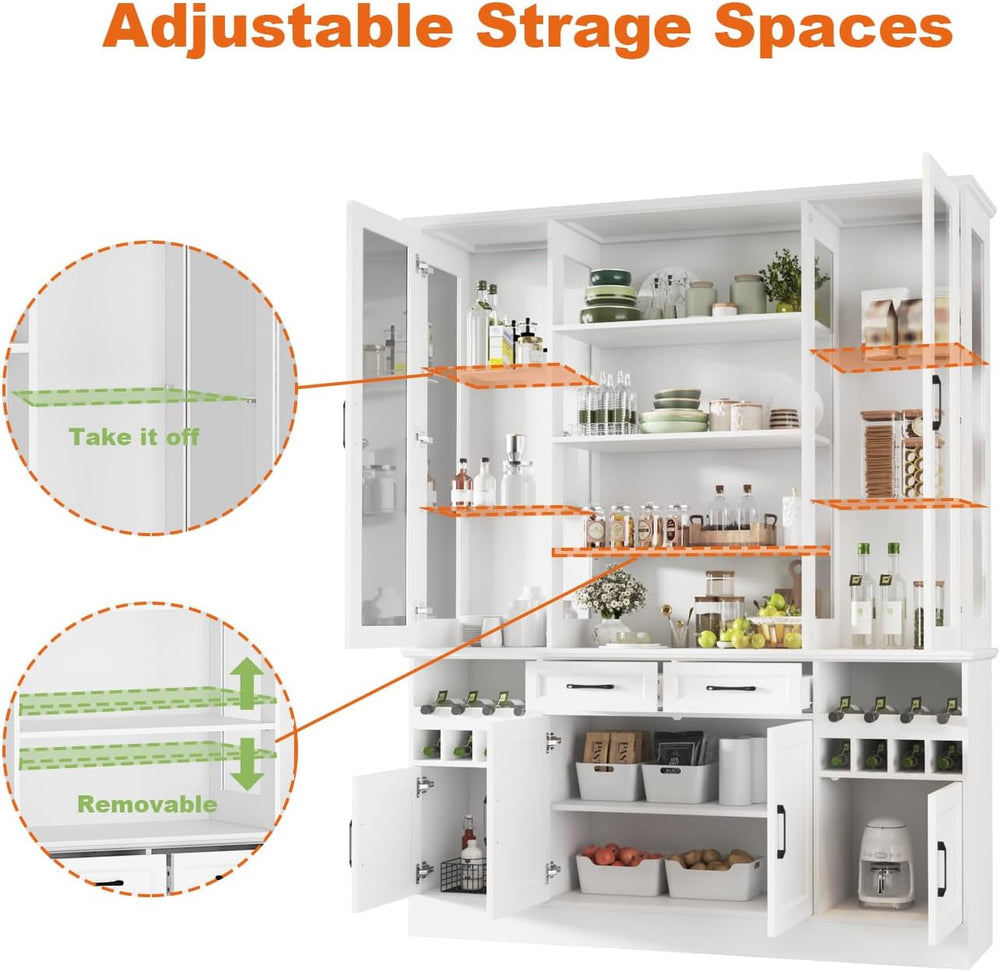 Timechee 78.7" Kitchen Pantry Storage Cabinet, Cupboard with Drawers and...