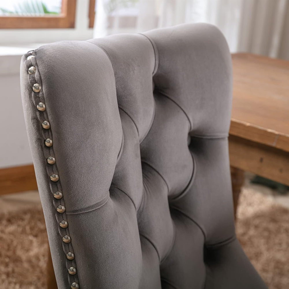 KEIKI Tufted Dining Room Chairs Set of 2, Velvet Kitchen Nailhead Trim Chairs...