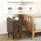 Solid Wood Bedside Table Nightstands, Slim Narrow Oak Real Wooden Mid-Century Modern End Table with Drawers Luxury Side Table Durable Cabinet Organizer Furniture, Walnut Color 9.84in Wide