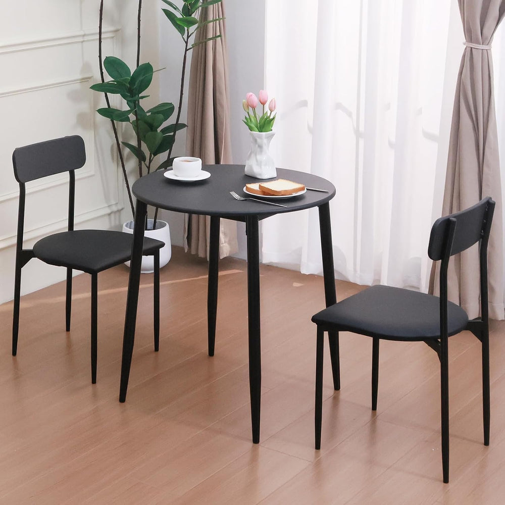 Round Dining Table Set for 2, 3-Piece Wood Tabletop Samill Kitchen Table and ...