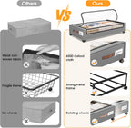 Under Bed Storage with Wheels 2Pack Underbed Storage with Clear Window&Label Under Bed Drawers Large Capacity Rolling Under Bed Storage for Clothes,Shoes, Blankets (Light Grey)