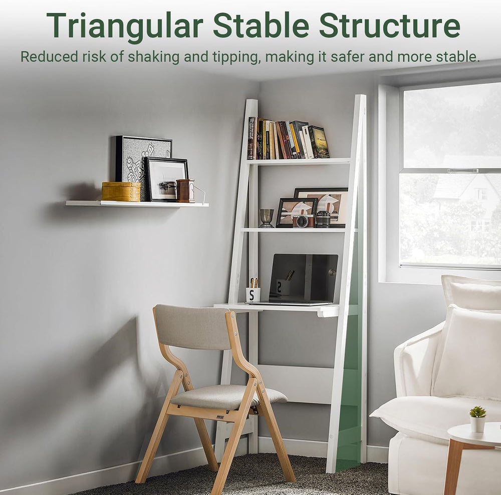 Haotian Ladder Desk with Shelves, Wall Desk for Small Space, Secretary Desk W...