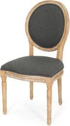 Christopher Knight Home Reed Upholstered Farmhouse Dining Chairs, (Set of 2), Dark Gray + Black Checkerboard + Natural