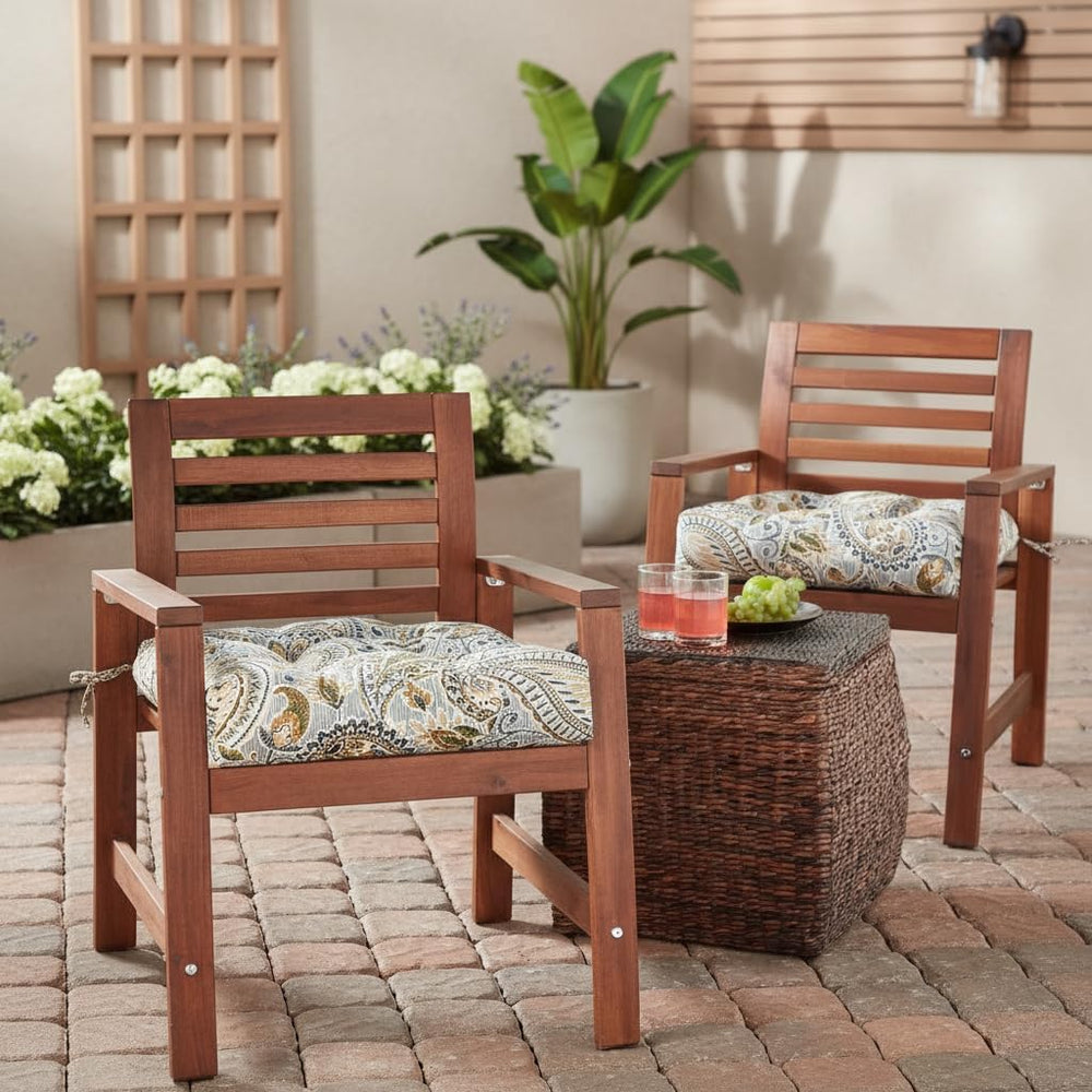 20x20 Square Tufted Outdoor Seat Cushion, Reversible Patio Chair Cushion with...
