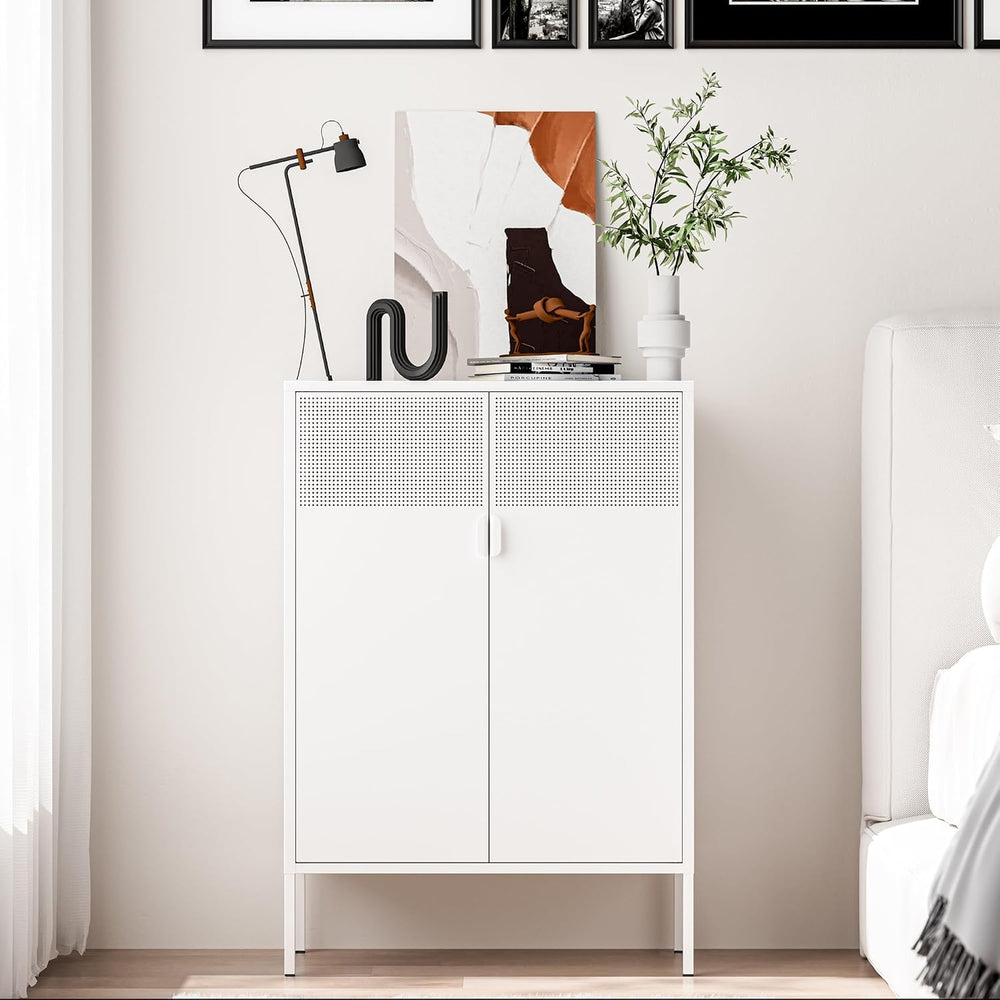 Washsemba 2 Mesh Door Metal Storage Cabinet with Adjustable Shelves, Multipur...