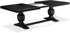 NKMA9-SBB-34, 9-pc Dining Table Set Consists of a Wooden Dining Table and 8 Dark Grey Polyester Fabric Parsons Chairs with Button Tufted Back, Sand Blasting Black Finish