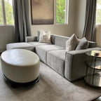 Acanva Luxury Modular Sectional Living Room Sofa Set, Modern Minimalist Style Couch with Ottoman and Chaise, L-Shape, Grey