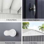 Polar Aurora 6x8 FT Outdoor Storage Shed, Metal Garden Shed with Updated Frame Structure, Tool Sheds for Backyard Garden Patio Lawn White